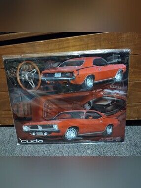 Plymouth 'Cuda 440 Metal Sign- Bright Orange Muscle Car